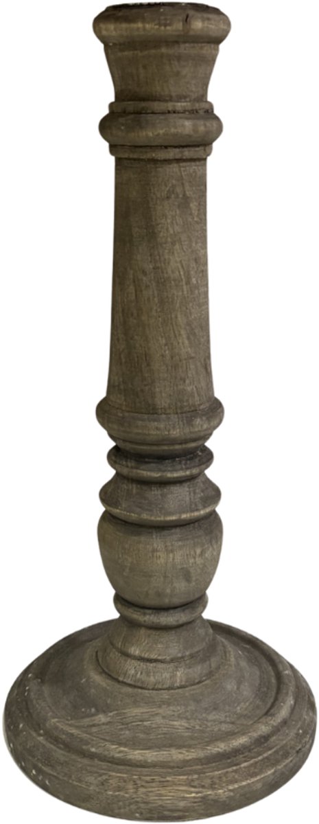 by Mooss - Kandelaar - Hout - Old Brown - 25cm - Landelijk - Sober - Stoer - Hip - Trendy - Decoratie - Decoratief - Gezellig