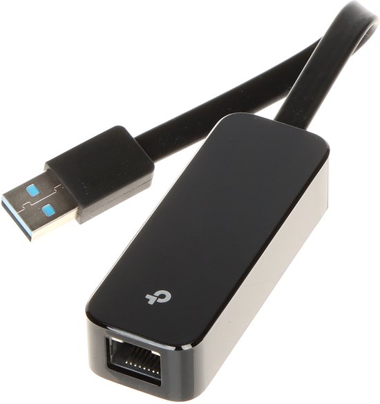 Zwarte TP-Link UE306 USB-netwerkadapter met ethernetpoort
