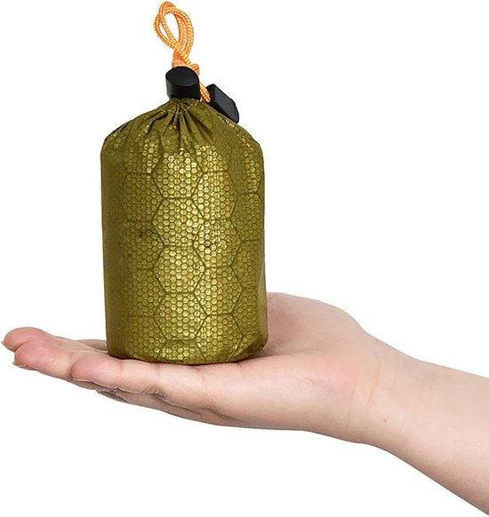 Bivaktas - Survival Slaapzak - Outdoor Avontuur - Waterdicht Winddicht - 200 x 90 cm - Groen Oranje — afbeelding 5