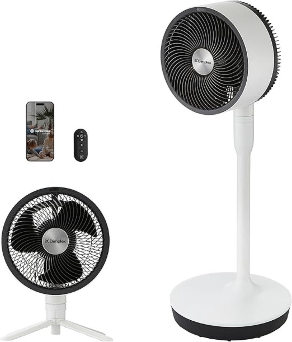 2-in-1 Statiefventilator - Tafelventilator - Smart Ventilator - 5 Snelheden - Turbo Stand - 20 Meter Bereik - Stille Ventilator 36 dB - App Bediening - Afstandsbediening - Wit
