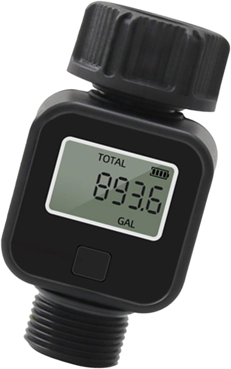 Slangwatermeter Monitor - Waterverbruik Meter - Tuin Water Besparen - Automatische Uitschakeling - 3/4 Inch - Zwart