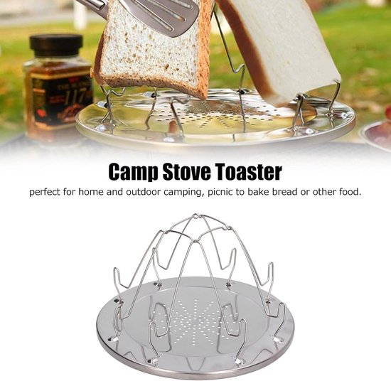 Kampeer Broodrooster - Opvouwbaar Rek - Buiten Koken - RVS Materiaal - 4 Slices - Zilver — afbeelding 5