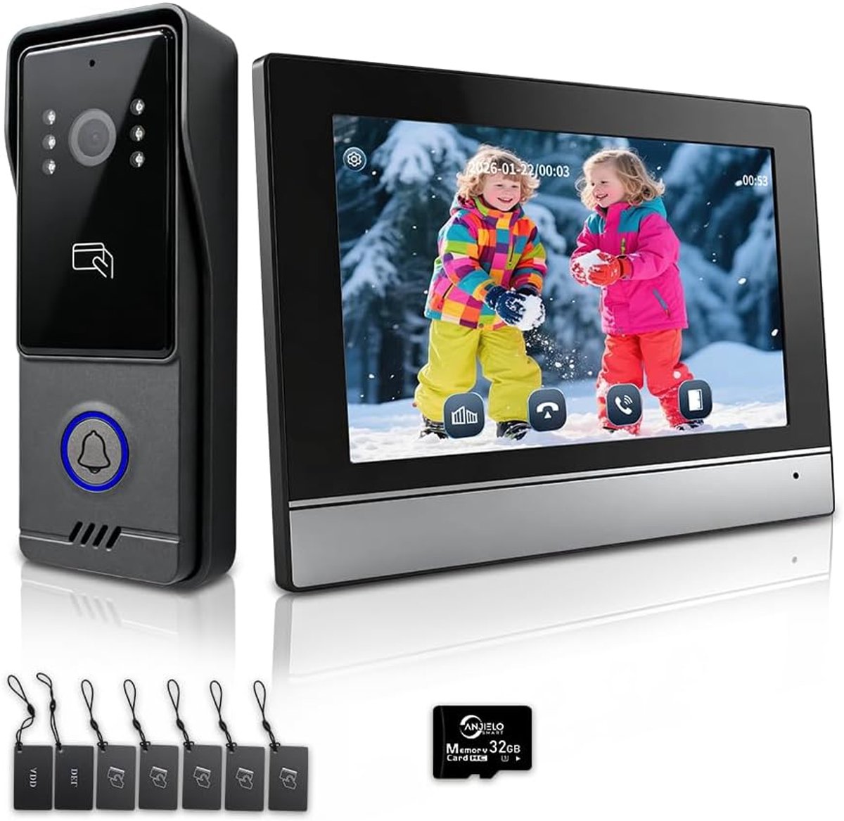 Video Deurintercom Systeem - Videodeurbel Set - Veiligheid Thuis - 7 Inch Touchscreen Monitor