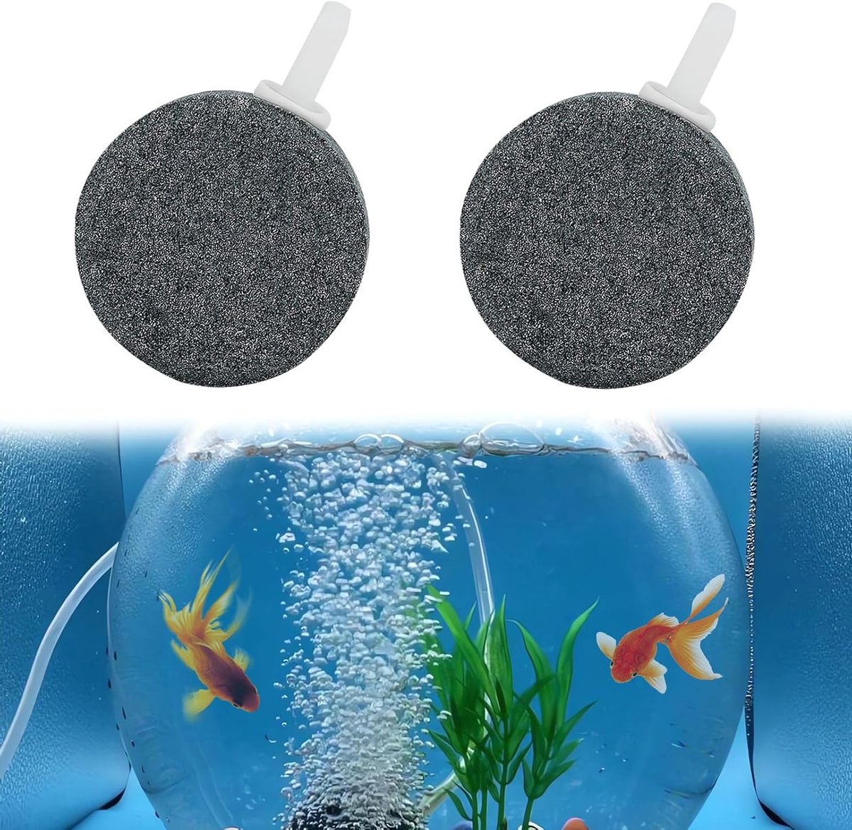 Oxygen Dispenser voor Aquarium - 4 cm Luchtstenen, Bubbeldiffuser en Luchtverrijker, Set van 2 voor Optimaal Waterleven