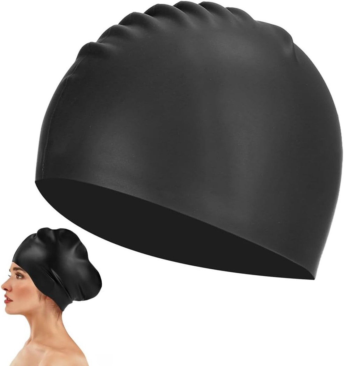 Zwemcap voor Lang Haar, Dreadlocks en Vlechten - Extra Grote Waterdichte Zwemcap met Oordopjes en Neusclip voor Zwemmen, Training en Watersporten