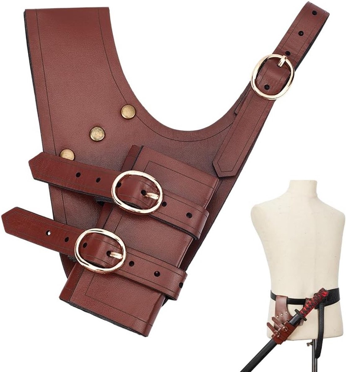 Middeleeuwse Zwaard Holster van Leer voor Riem - PU Leren Schede voor Dagger en Zwaard - Perfect voor Ridder en Piraten Cosplay Kostuum