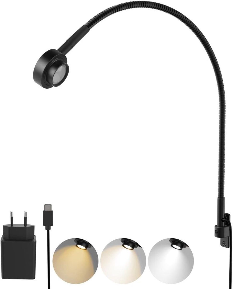 CRLYN® Bedlampjes Hoofdbord - Leeslampjes met Meerdere Standen - Bedlamp Slaapkamer Volwassenen - Zwart