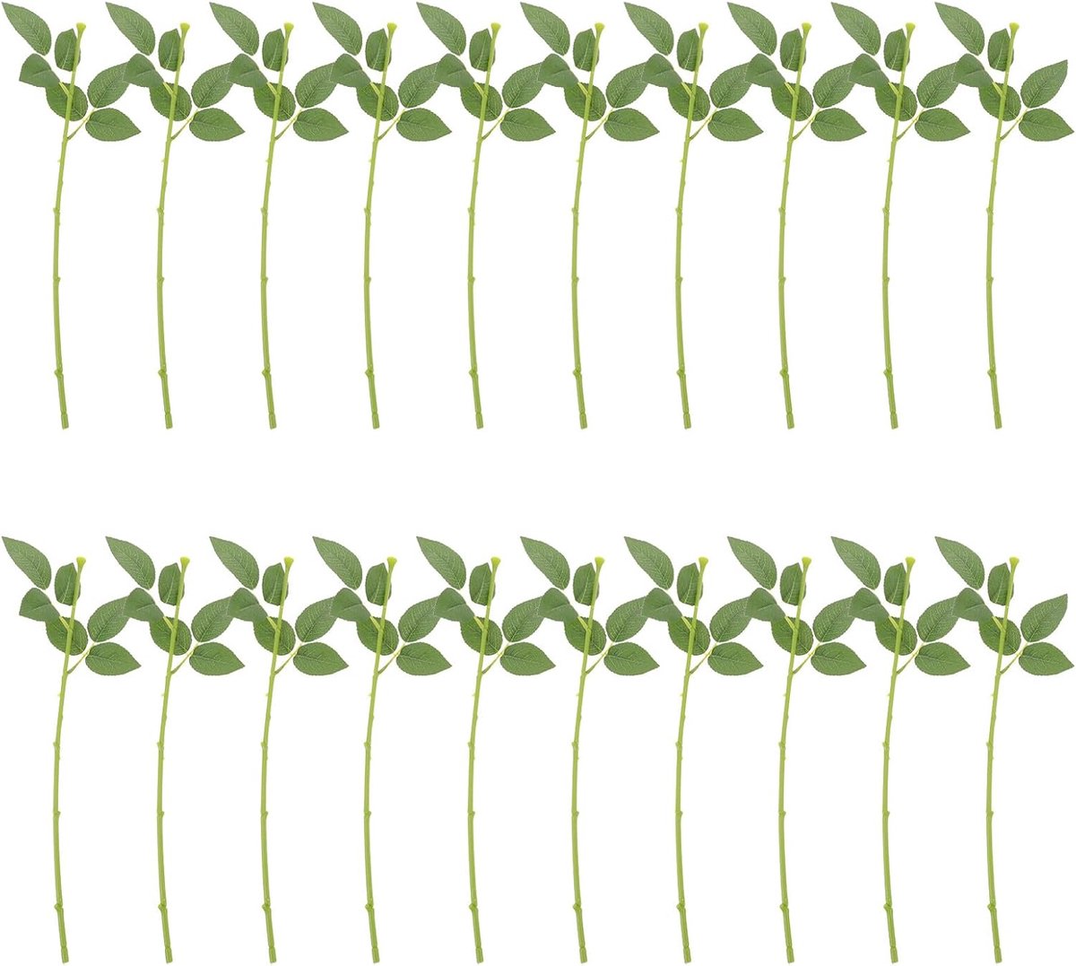 Kunst Rozenstelen - Plastic Bloemen - Bloemstukken Maken - Met Groene Bladeren - 25 Stuks 