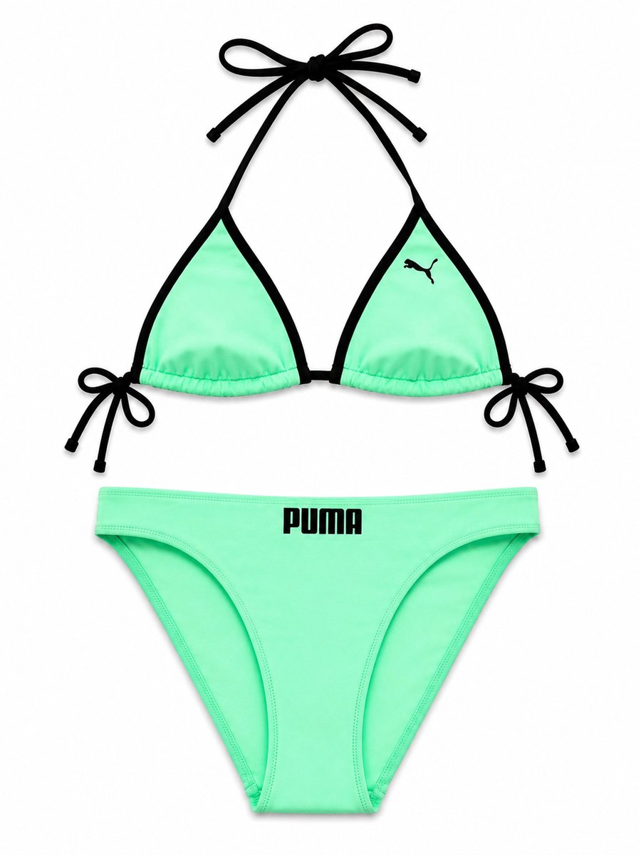 Puma bikiniset triangle top met slip met zwarte details Groen