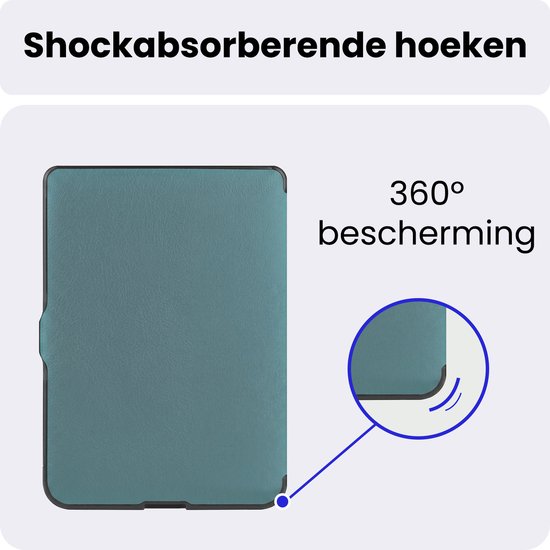 Hoes Geschikt voor Kobo Nia - Luxe E-reader Trifold Case - Bescherm Hoesje Book Cover - Donkergroen — afbeelding 4