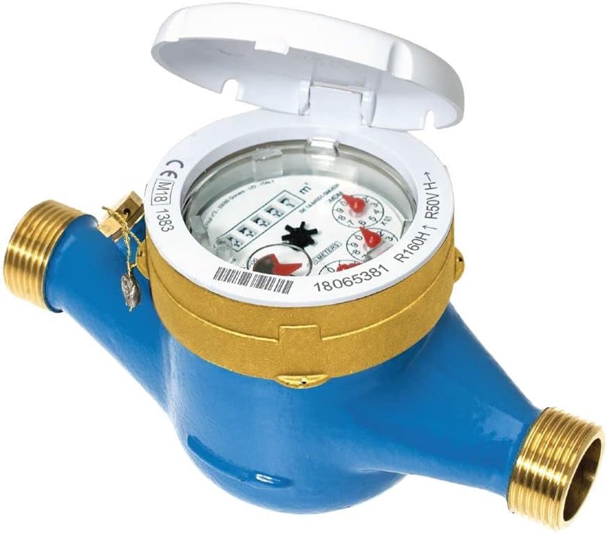 Watermeter Koud Water - Teller Messing - Waterverbruik Meten - Versterkte Magneetkoppeling - DN32 1 1/4 Inch - Messing