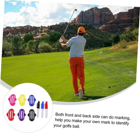 Golf Bal Markers - Lijn Stencils - Golfbal Lijnen Tekenen - Set van 18 Stuks - 6.7X4.5X3cm - Diverse Kleuren — afbeelding 2