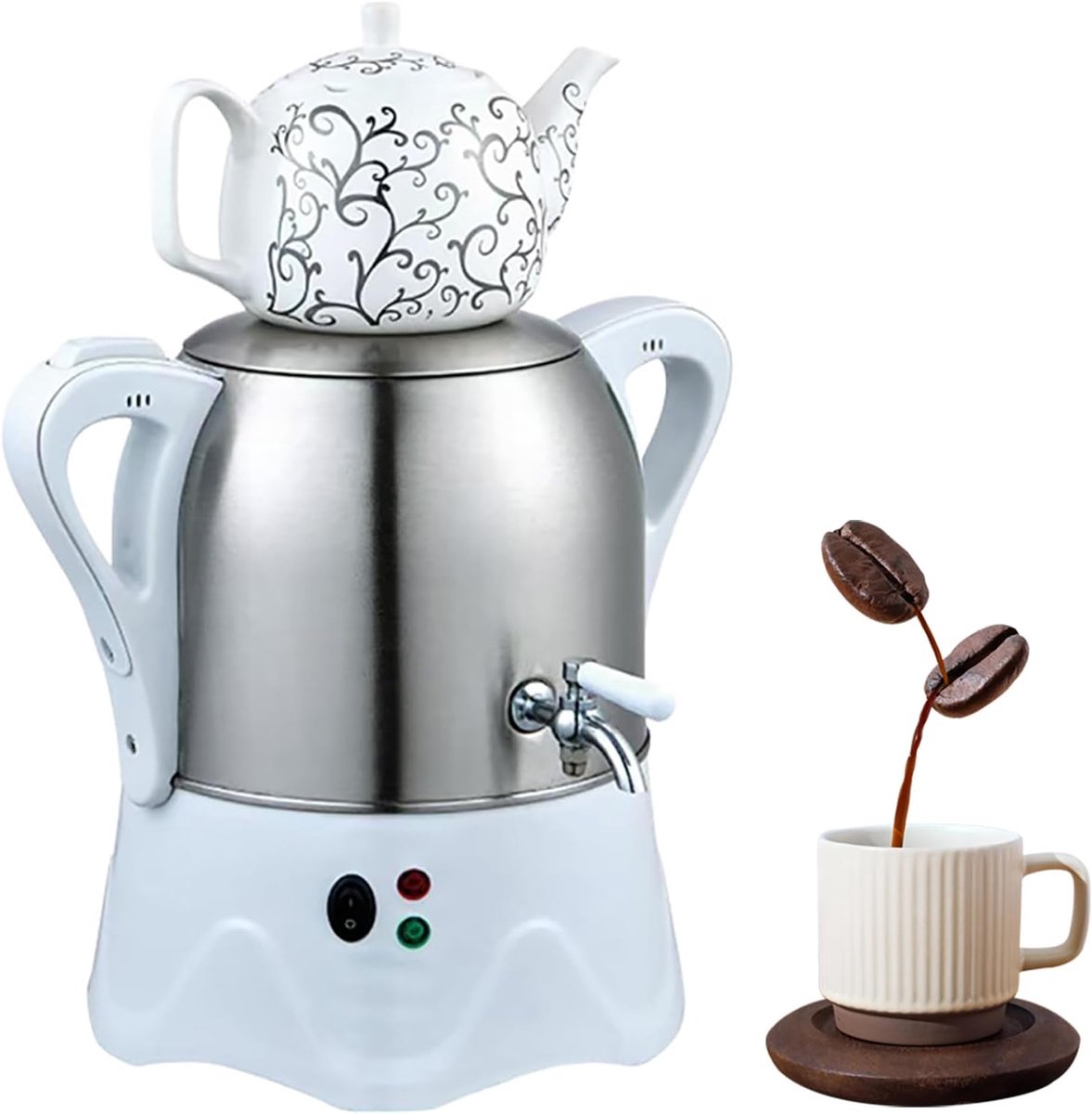 Elektrische Theemaker - Waterkoker Samovar - Thee Zetten - Warmhoudfunctie - 3 Liter - Wit
