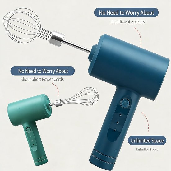 Draadloze Handmixer - Keukenmixer - Bakken en Mixen - Twee snelheden - Snoerloos - Groen — afbeelding 5