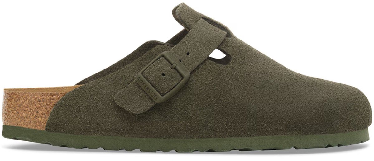 Birkenstock Boston Suede Thyme Smal Voetbed Groen
