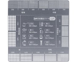 Maalgraad Diagram - Koffie Maal Hulp - Koffie Bereiding - 16 Instelniveaus - 7 x 7 x 1 cm - Zilver