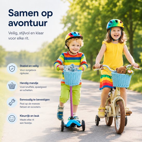 BOTC Fietsmandje Jongens & Meisjes - Fietsmand kinderfiets - Blauw van BOTC — afbeelding 4