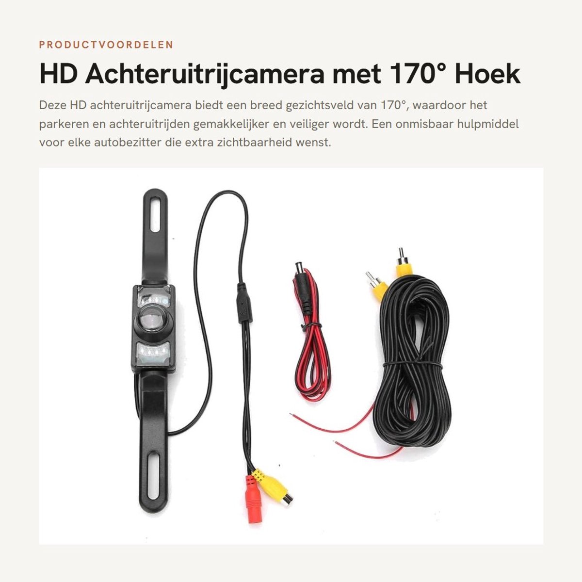 Dailygoods- Achteruitrijcamera 170° HD - Kentekencamera - Draadloos - Schokbestendig - Waterdicht - Eenvoudige installatie - Achteruitcamera