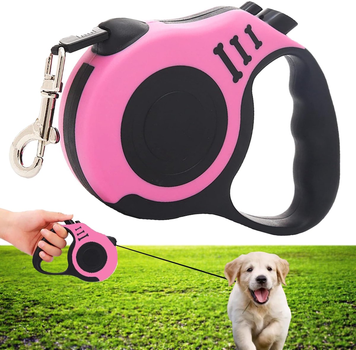 Dailygoods- Hondenriem 5 meter - Intrekbare Hondenriem - Automatische Hondenriem - Ergonomische Handgreep - Klitvrij - Innovatief Remsysteem - Trekriem
