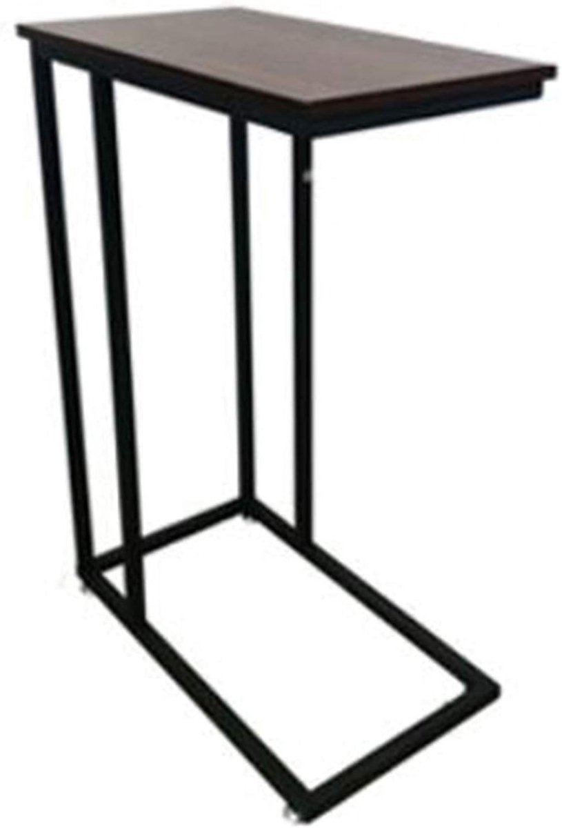 Bijzettafel U Type - Snack tafel - Laptop Werkplek - Stevig metalen frame - 55 pond laadvermogen - Zwart houtnerf