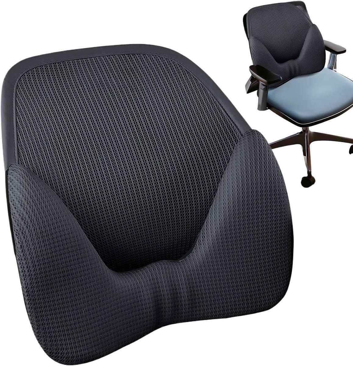 Lendensteunkussen - Rugsteun - Comfortabel Zitten - Ergonomisch Ontwerp - Universeel - Zwart