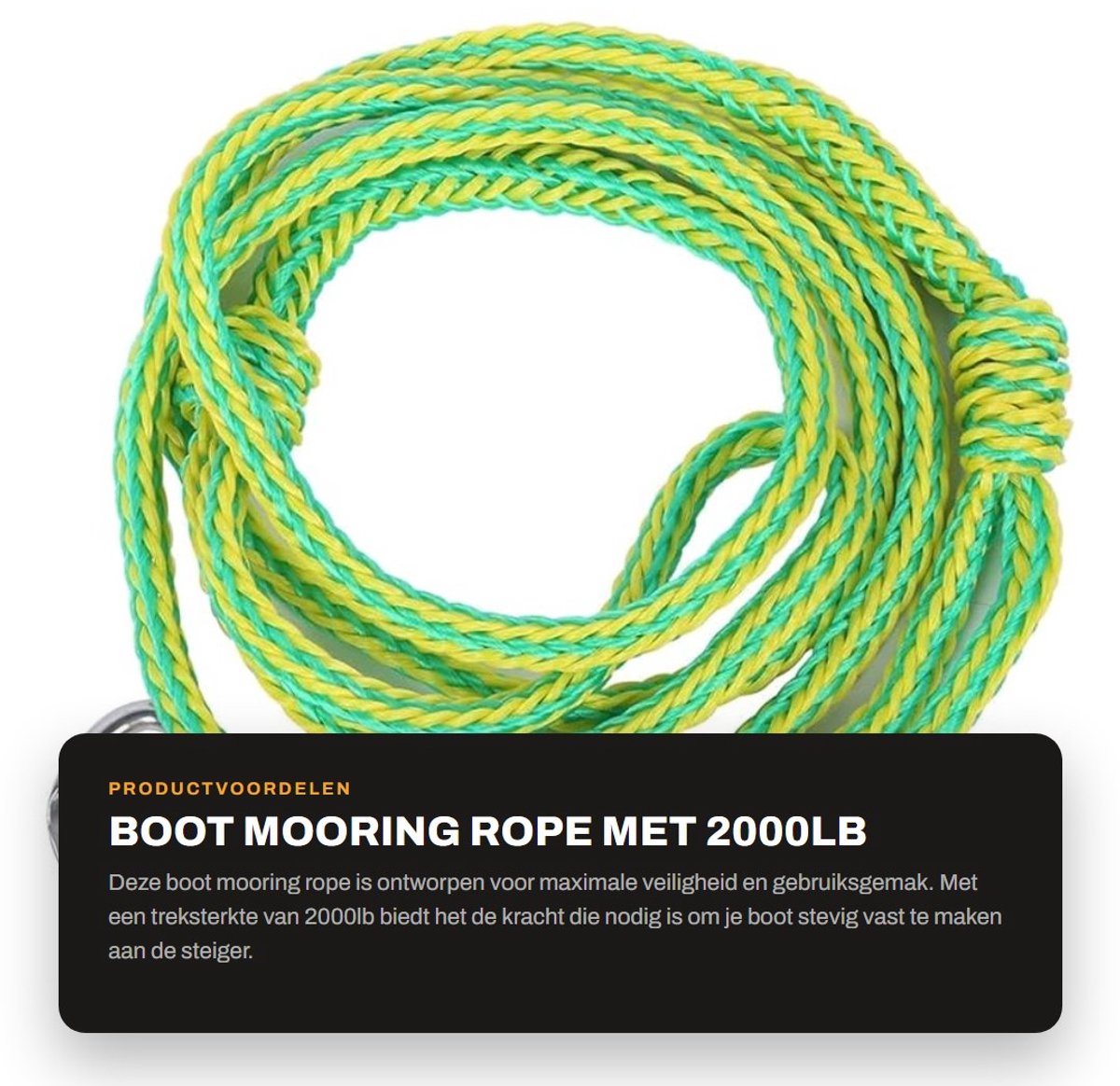 Dailygoods- Mooring Rope 2000 lb treksterkte - PE-doklijn - Dubbele nylon doklijnen - Schokabsorberend - Eenvoudig te gebruiken - Controleerbare elasticiteit