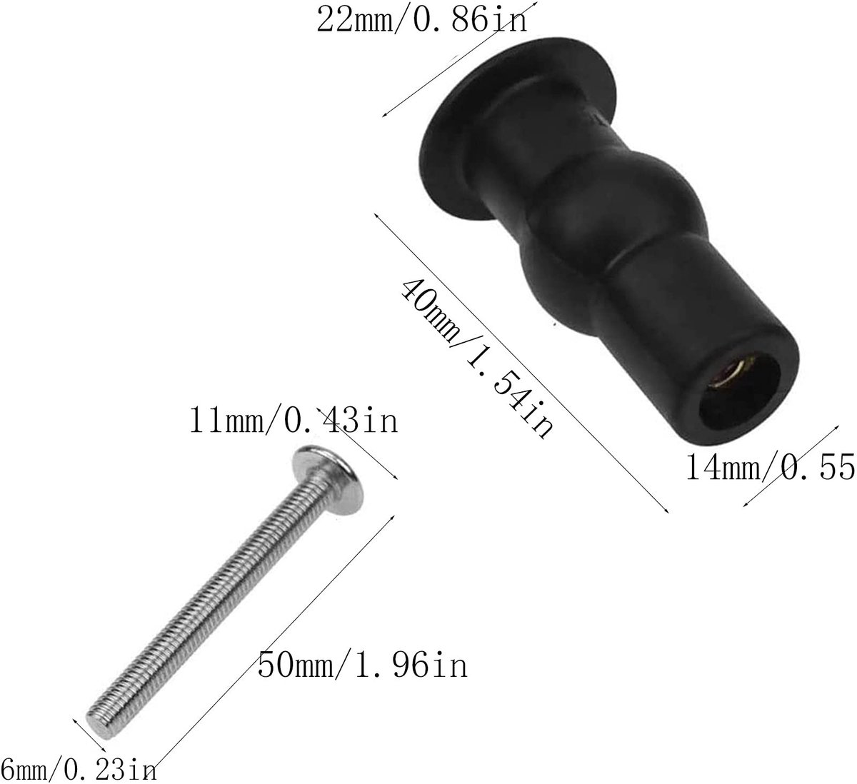 Dailygoods- Toiletbevestigingen Universeel - WC-bril Schroef - Rubber Moer - Zwart - Cilindrisch - Eenvoudige installatie - Toiletbril
