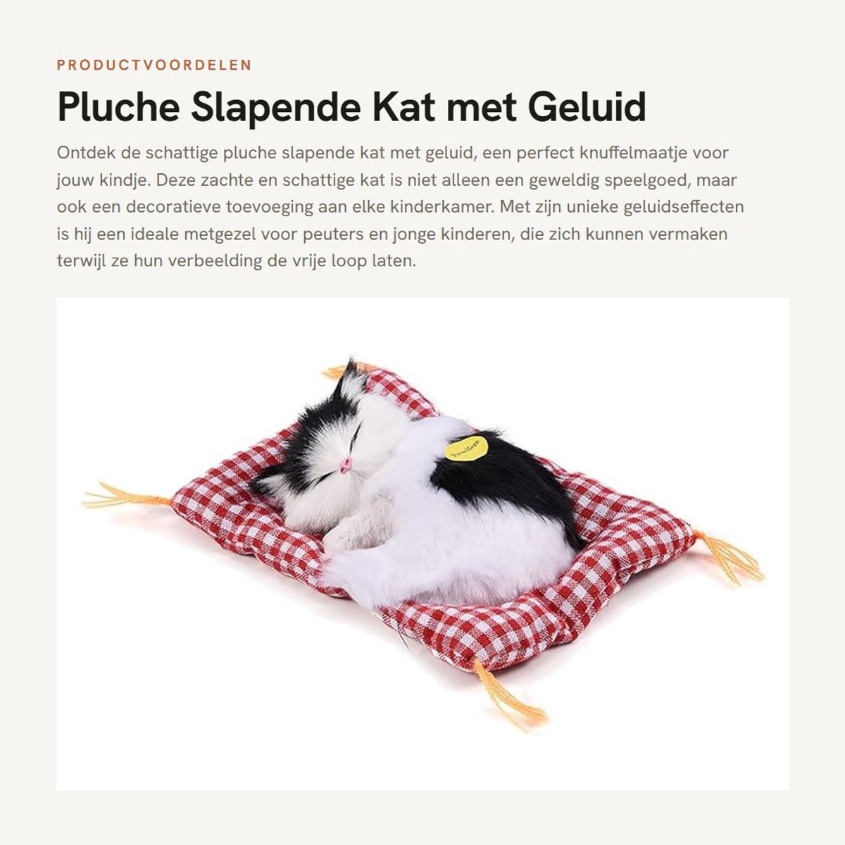 Dailygoods- Knuffel Zachte Pluche Kat met Geluid - Knuffel Hond - Knuffel Baby - Knuffeldoekje - Simulatie Kattenspeeltje - 14x17 cm - Speelgoedkat