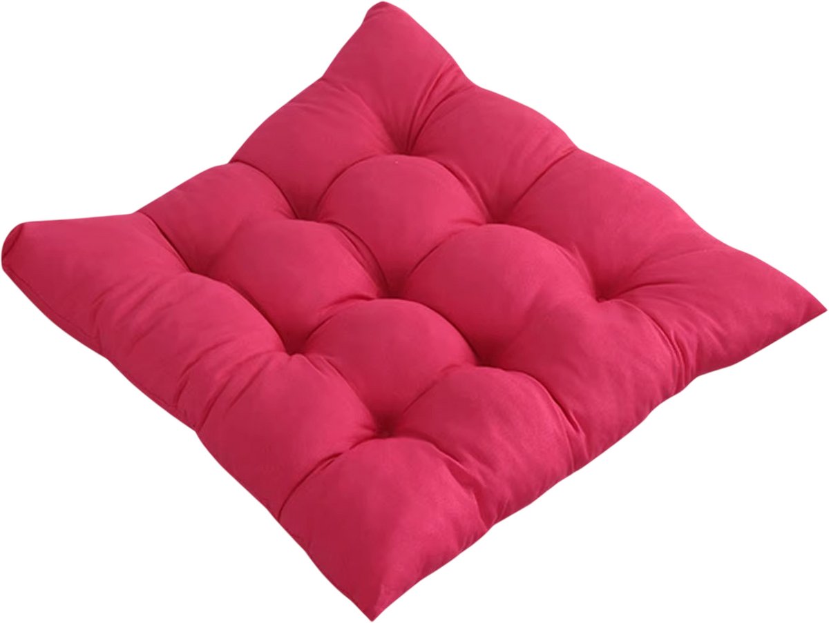 rimmo Stoelkussen 40x40 cm Vierkant – Zacht Zitkussen voor Eetkamerstoel, Bureaustoel, Fauteuil en Woonkamer - Roze