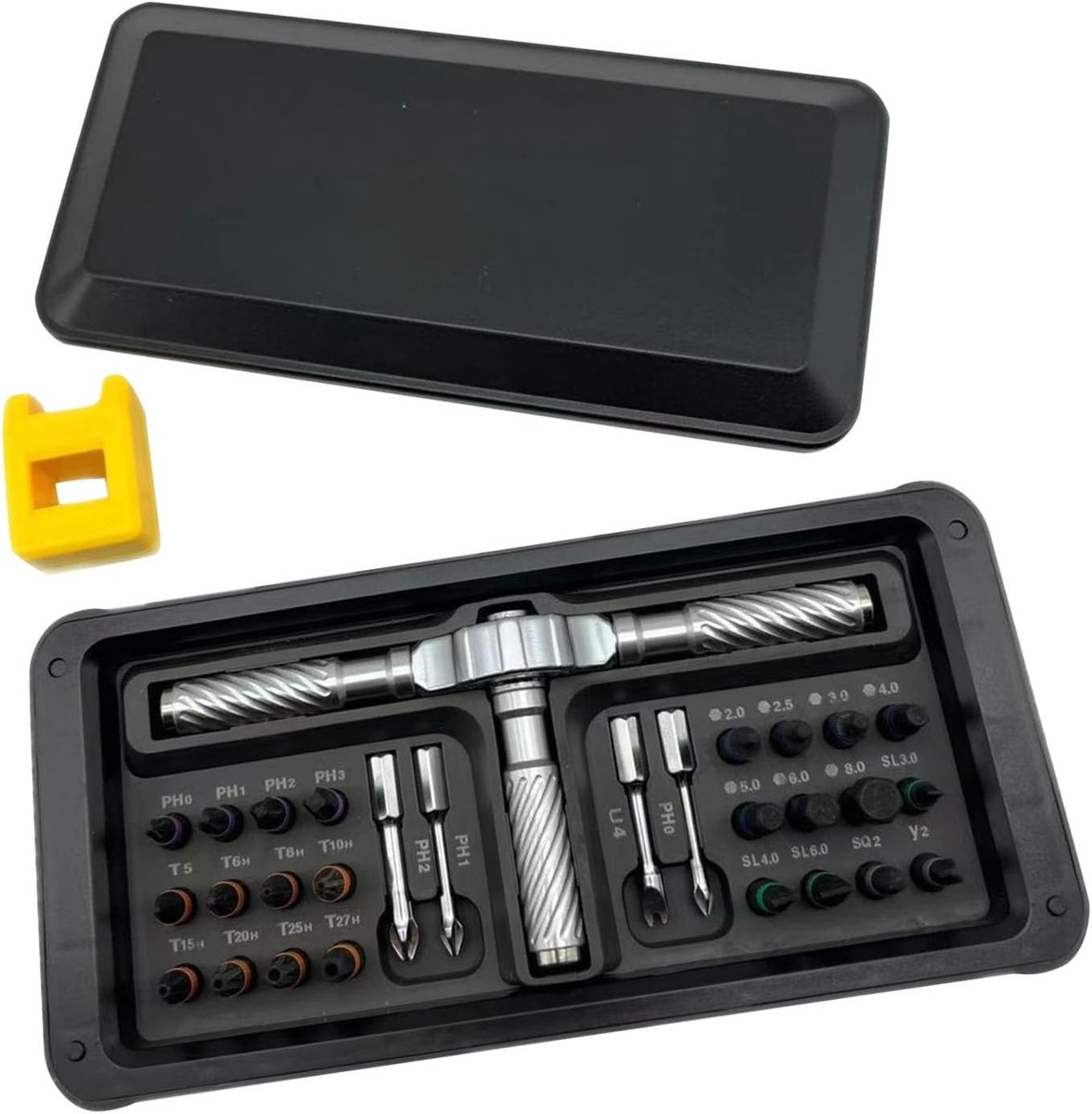 Ratel Schroevendraaier - Precisie Set - Elektronica Reparatie - 30 Delig - T-Handvat - Zilver