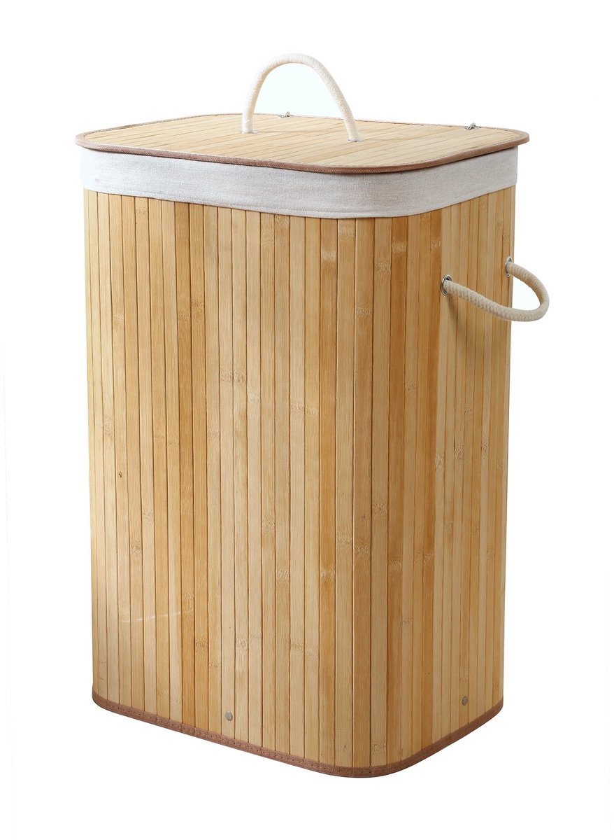 CALICOSY - Rechthoekige bamboe wasmand 70L - H60 cm