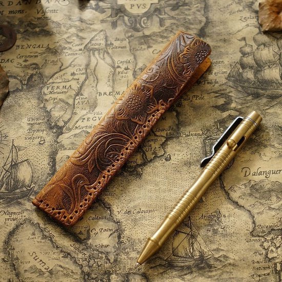 Dailygoods- Pen Sleeve Lederen - Vintage Etui - Pennenzak - Potlood — afbeelding 2