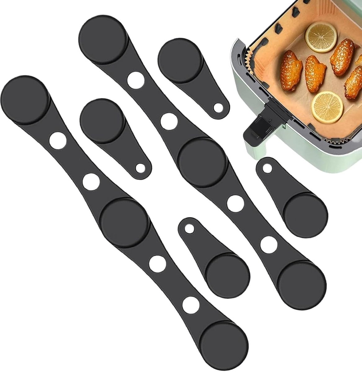 Airfryer Magneten Liner Clips Bakpapier Bevestigen Hittebestendige Magneetgrip 10.2 x 1.4 cm Zwart