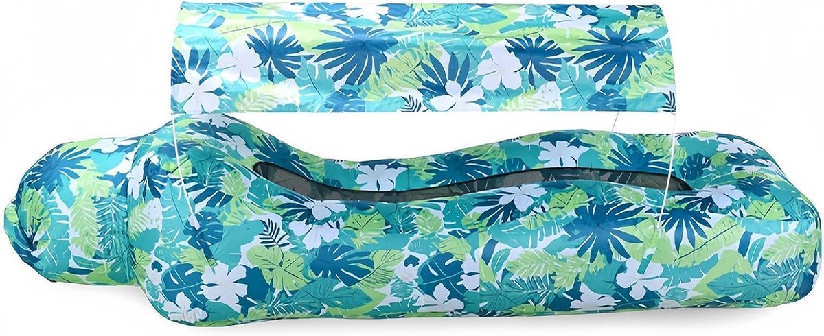 Opblaasbare Lounger - Luchtbank Zonnescherm - Buiten Ontspannen - Zonder Pomp - 190x75cm - Groen