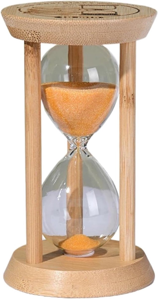 Zandloper Timer - Zandklok - Tijd Beheren - Houten Frame - 3 Minuten - Oranje