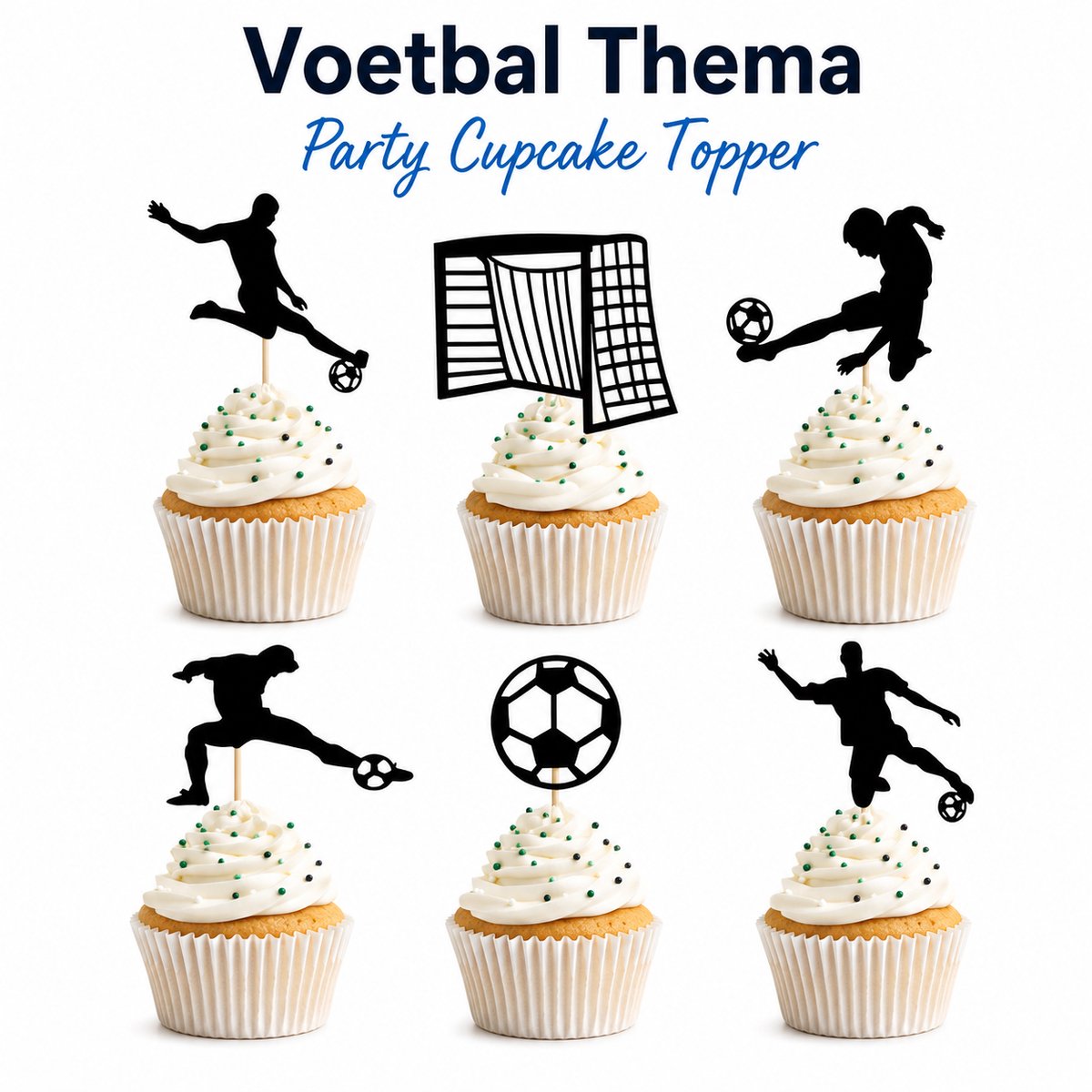 Voetbal Thema Cupcake Toppers voor Verjaardag en Feest