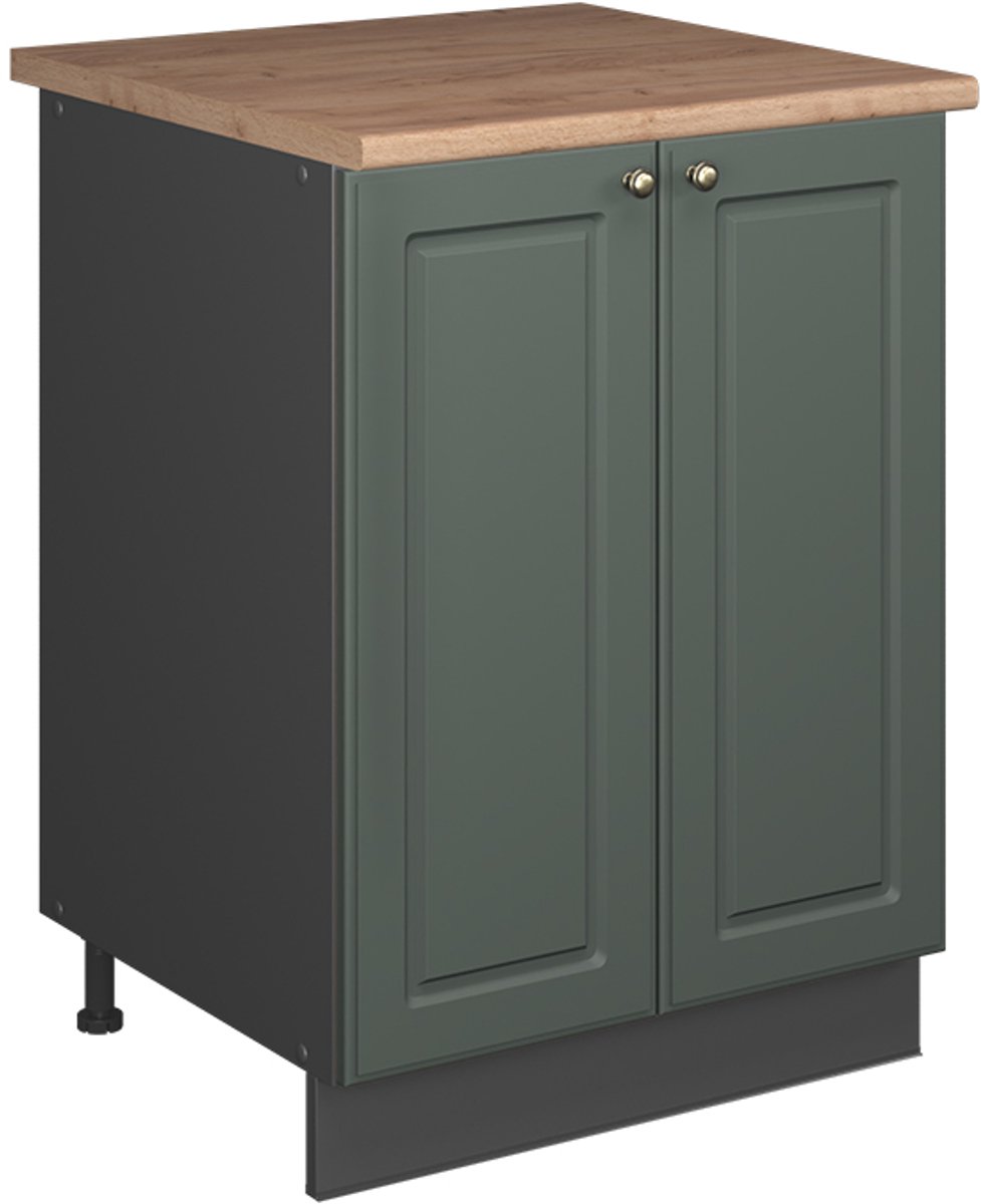 Vicco Wastafelkast Fame-Line, Groen-Goud Landhuis/Antraciet, 60 cm