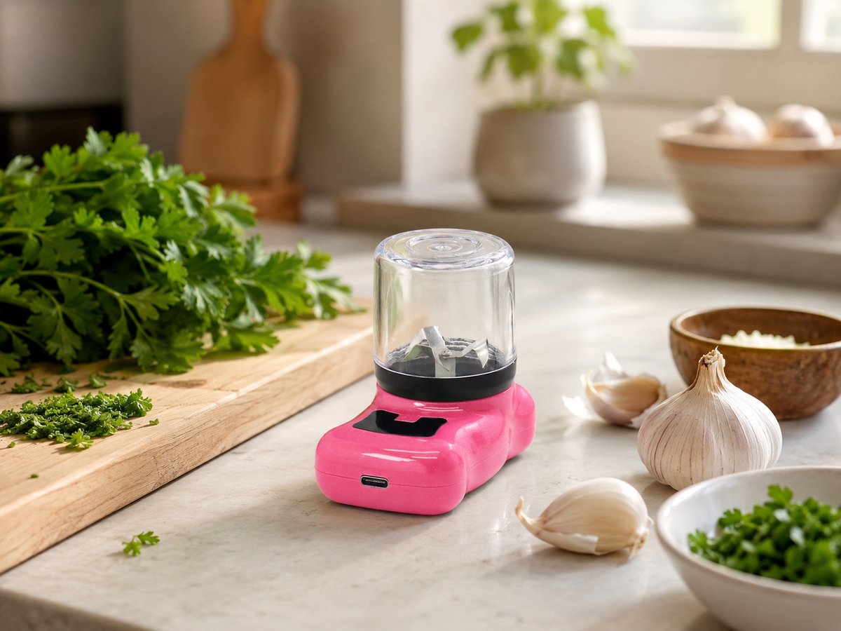 Zirkle MiniPod - Elektrische Kruidenmaler / Specerijmolen / Mini Spice Grinder / Kruidenmolen - USB-C Oplaadbaar met Display - Voor Gedroogde Kruiden, Kruidenmixen en Specerijen - Compact voor Thuis, Reizen en Camping - Roze