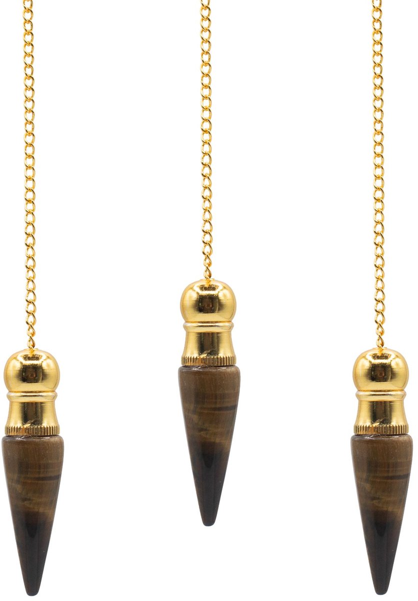 Secret Cavity Discovery of Truth Pendulum - Tiger Eye - Gold Plated