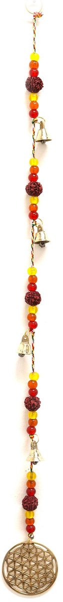 Indian Chimes - Brass Flower of Life with Rudraksha Beads String Bells - 6x63cm
