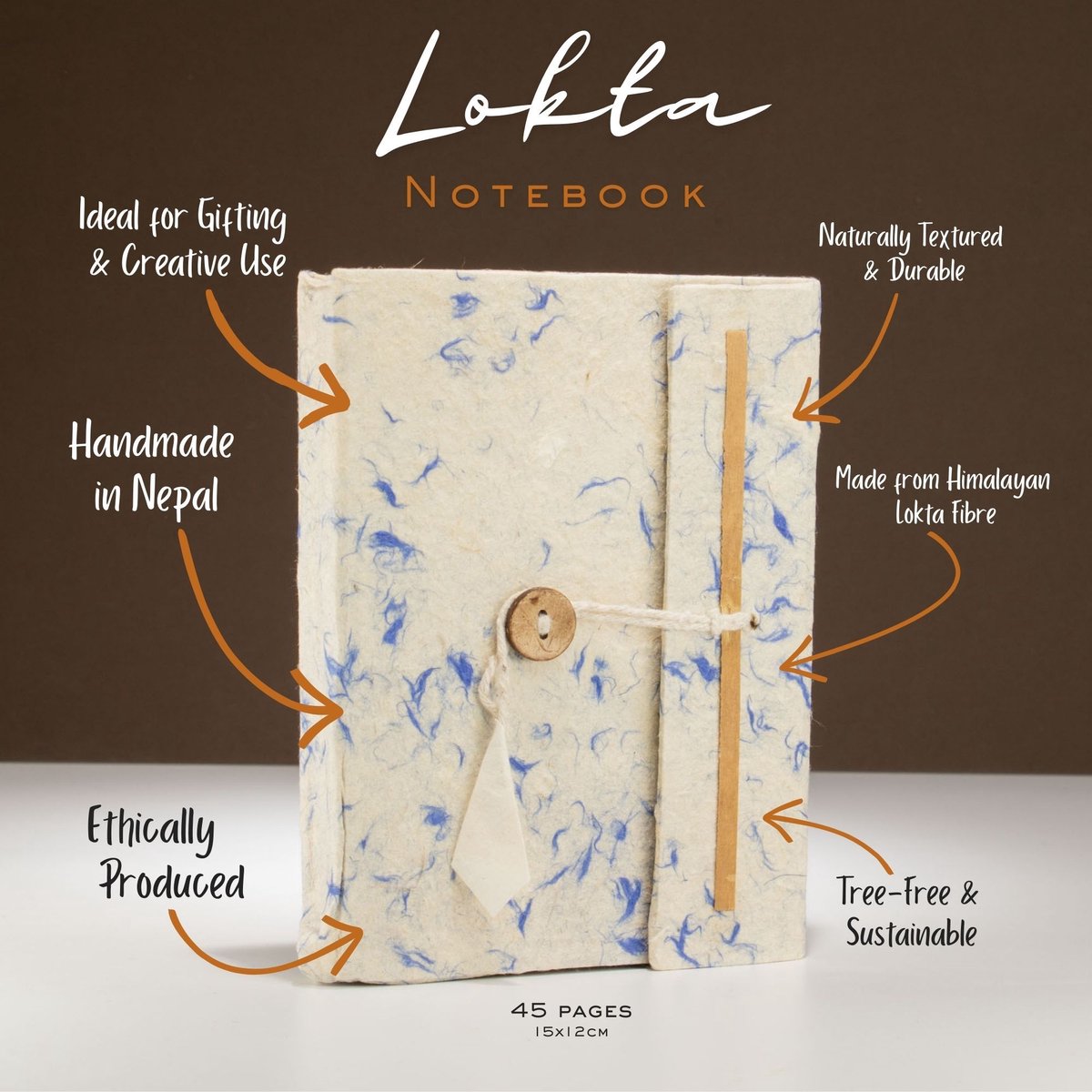 Middelgrote Lokta Gemengd Blauwe Katoen Notitieboek