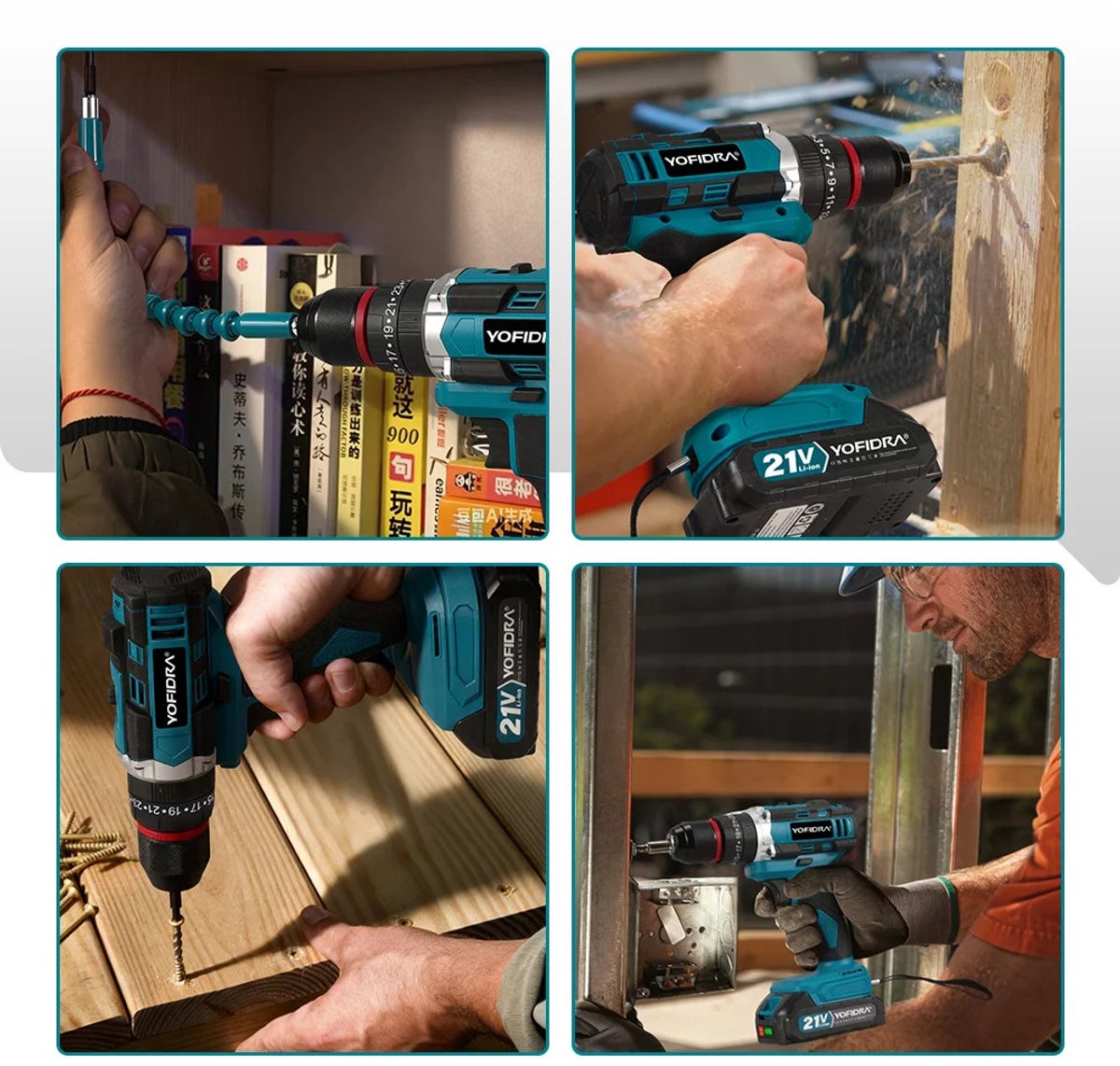 LUMÉ STORE Accuboormachine - Makita - Boormachine - Borenset - Schroefboormachine met Accu - 2 Accu's - Hout Staal Beton - Blauw – foto 2