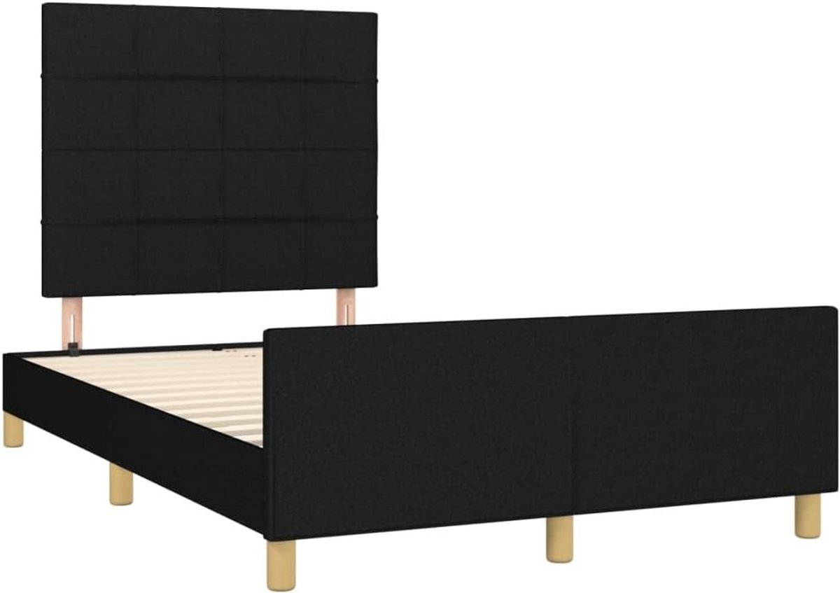 Bedframe met hoofdbord - Slaapmeubel - Comfortabel slapen - Verstelbaar hoofdbord - 120x190cm - Zwart