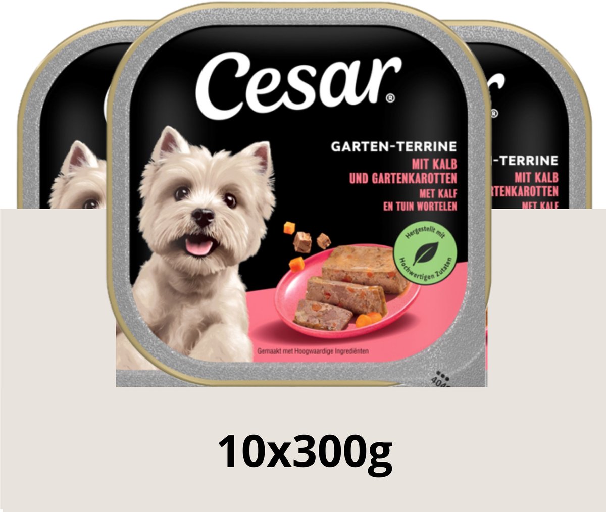 Bol.com Cesar Hondenvoer - Primeur - Kalf & Worteltjes in Paté - 10x300g aanbieding