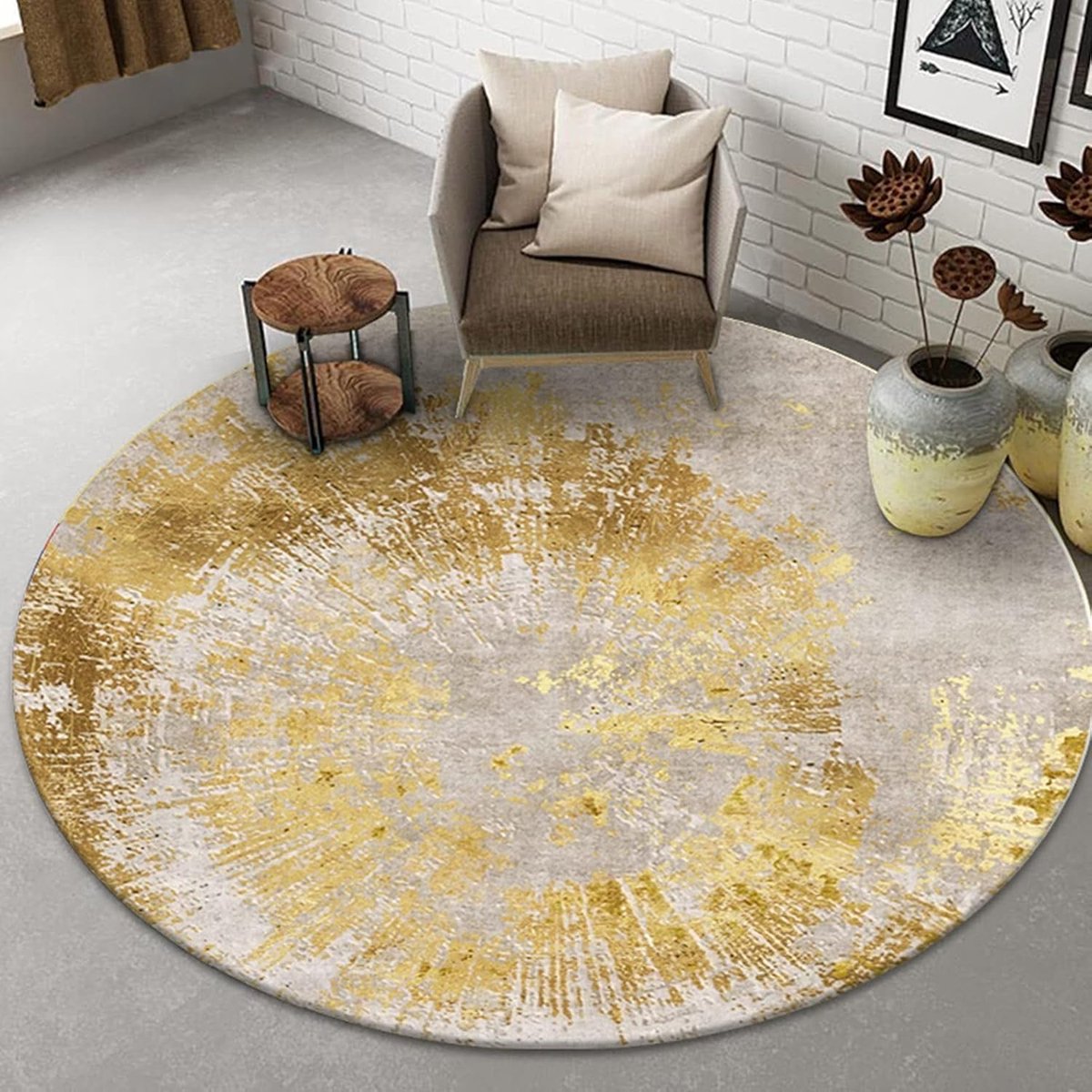 Rond Vloerkleed - Decoratief Tapijt - Woonkamer Decoratie - Antislip Onderkant - 140 cm Di