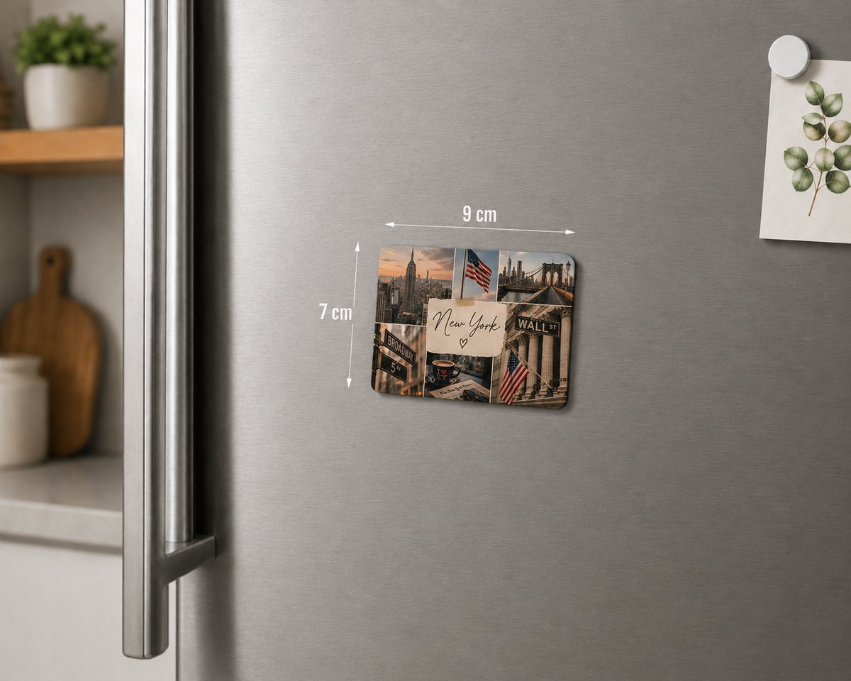 New York Koelkastmagneet – Souvenir Magneet met Empire State Building, Brooklyn Bridge, Wall Street en Broadway