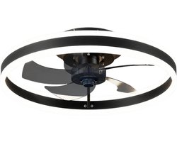 TamTrade Plafondventilator - Plafond ventilator met verlichting - Inclusief afstandbediening - LED - Dimbaar - 6 standen - Zwart