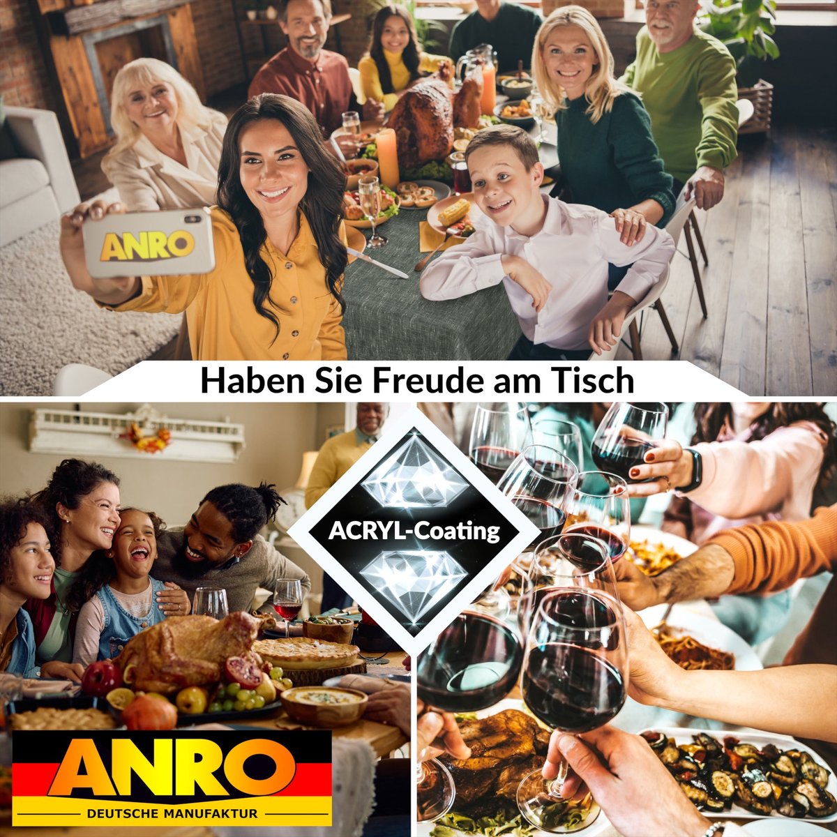 ANRO Tafelkleed Effen linnenlook Meerkleurig 280x140cm Rechte rand Afwasbaar Waterafstotend