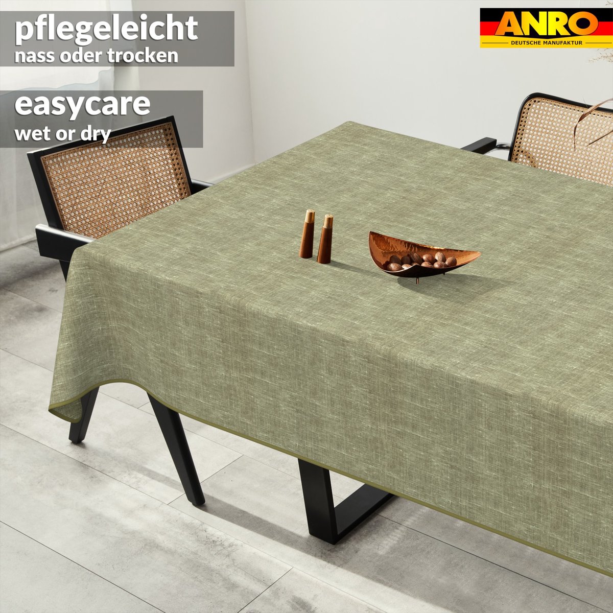 ANRO Tafelkleed Effen linnenlook Meerkleurig 180x120cm Met sierband Afwasbaar Waterafstotend