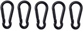 BCF-Products - Karabijnhaak - 4x40mm - 5 stuks - Zwart - Musketonhaak - Carabiner - Klein - Mini